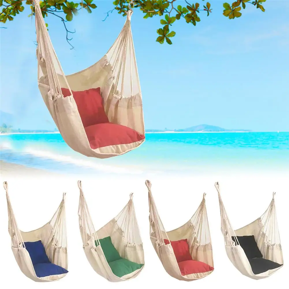 Offerte Garden Hang Chair Swinging Indoor Outdoor Furniture Hammock Hanging Rope Chair Swing Chair Seat With Pillows Hammock No Stick