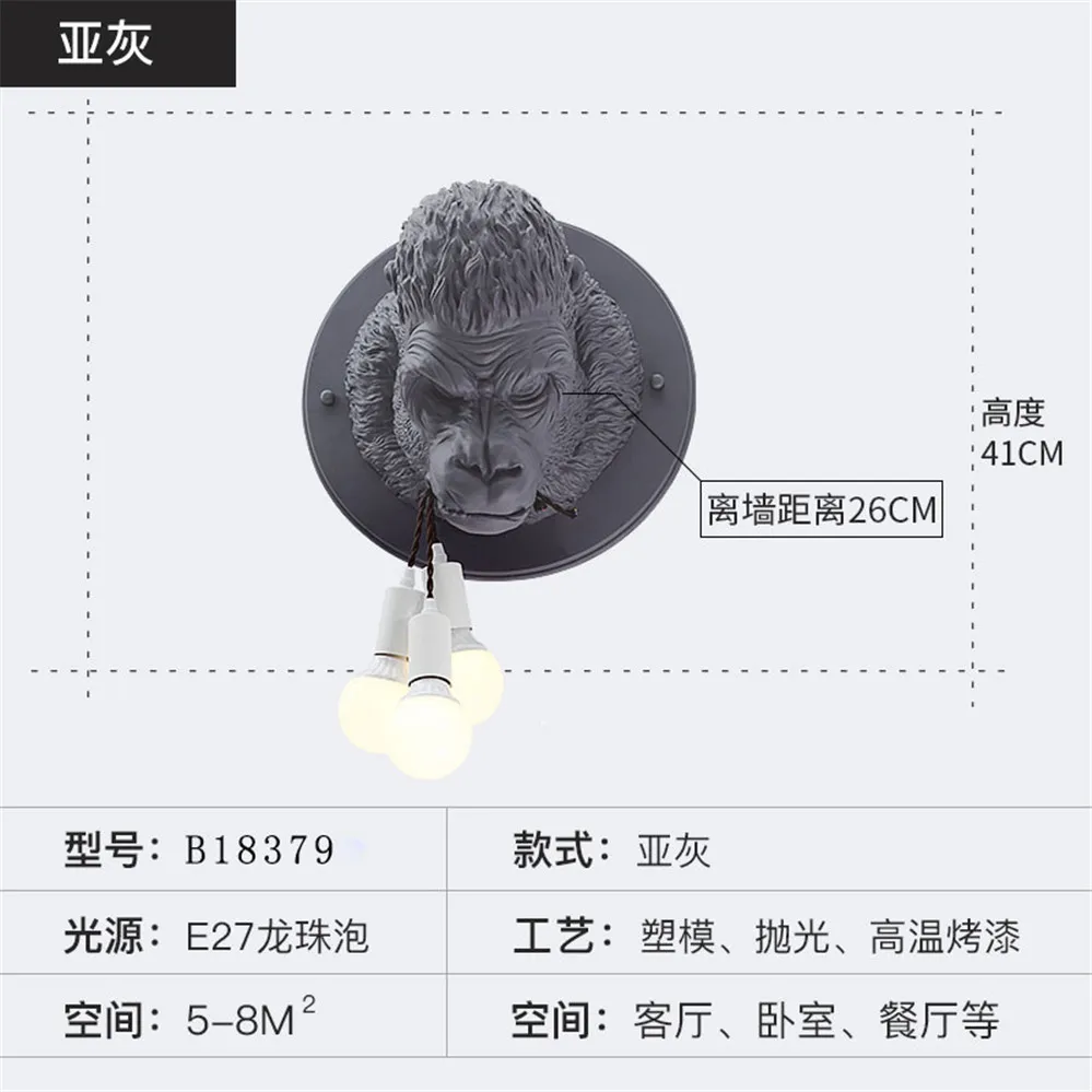 Miglior Nordic Creativo Di Arte Della Resina Orangutan Ha Condotto La Lampada Da Parete Bar Cafe Sala Da Pranzo Della Decorazione Di Personalità Camera Da Letto Applique Da Parete Sconce Apparecchio