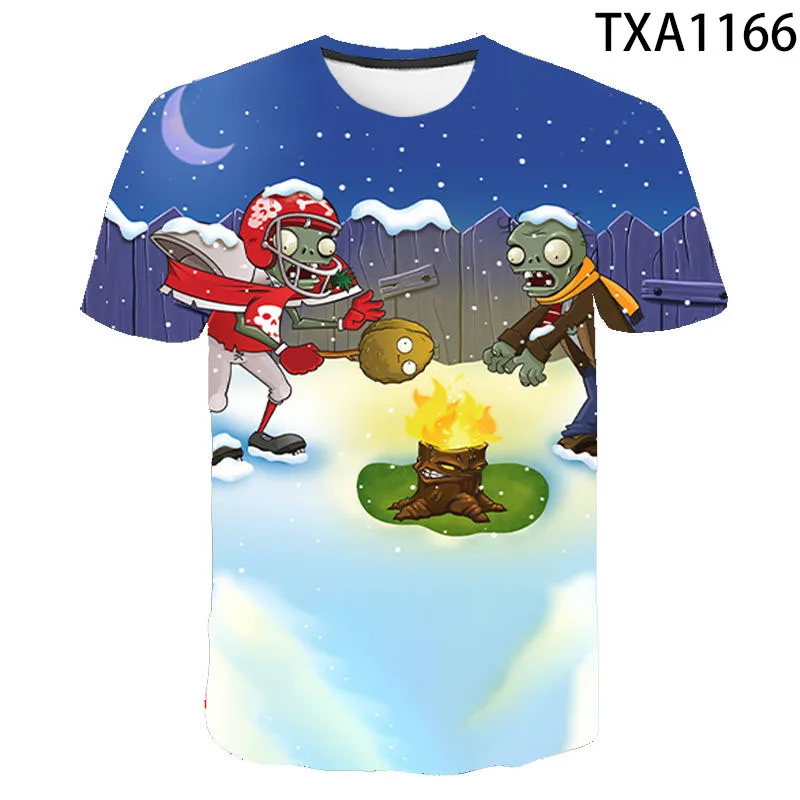 

Summer Men Women Children Fashion Casual Harajuku T-shirt 3D Printed Cartoon Anime Plants Vs Zombies T Shirt Boy Girl Kids Tee