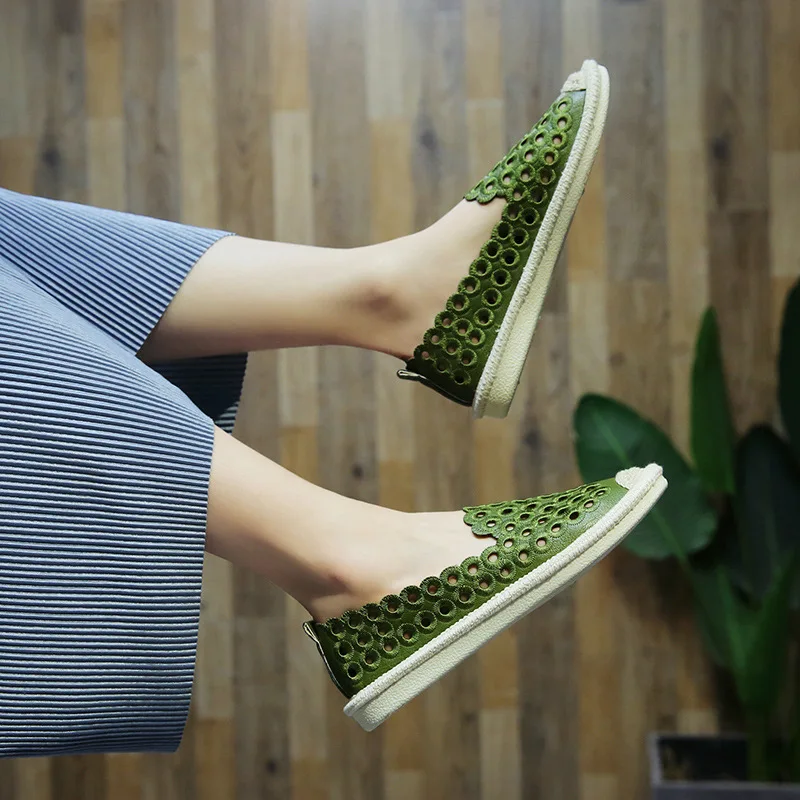 Женская обувь коллекция 2019 года туфли на плоской подошве Новинка летняя дышащая