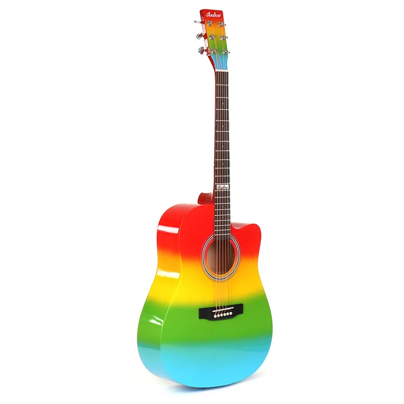 

Andrew 41 Inch Acoustic Guitar Mahogany Laser Engraving Sound Hole Rainbow Color Musical Instrument Birthday For Guitar Player