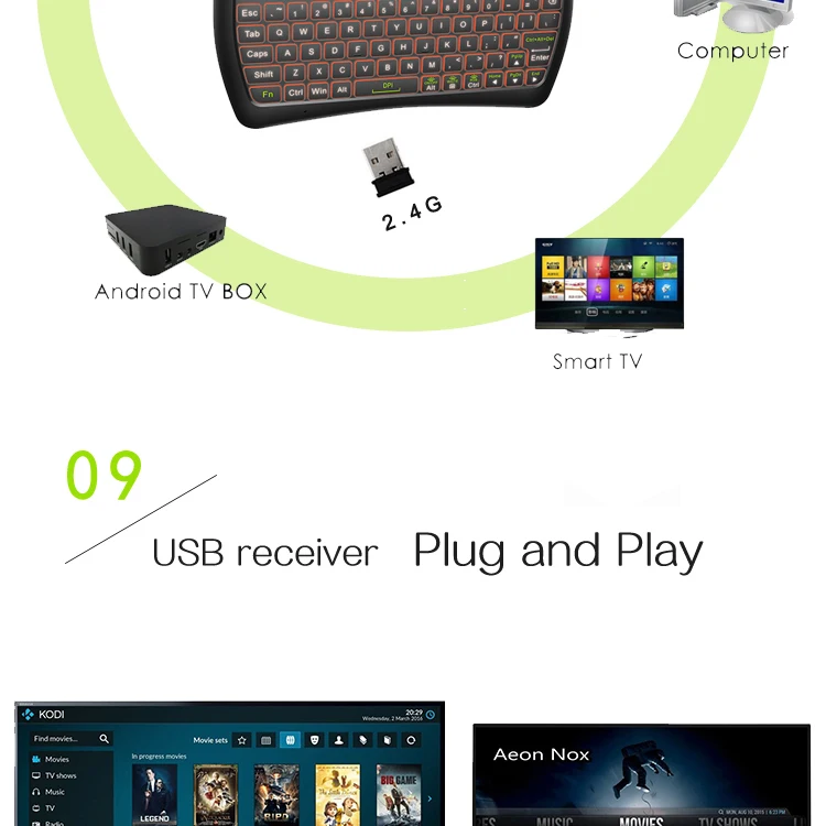 Беспроводная мини-клавиатура D8 Pro i8 с подсветкой на английском, русском, испанском, 2,4 ГГц, Air mouse Touchpad, 7 цветов, с подсветкой, для Android tv BOX