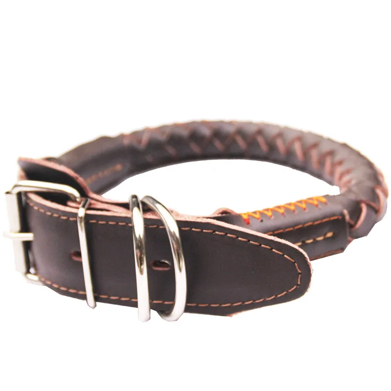 Braided Real Leather Dog Collar pet Collars Soft For German Shepherd Golden Retriever Medium Large Big Dogs | Дом и сад
