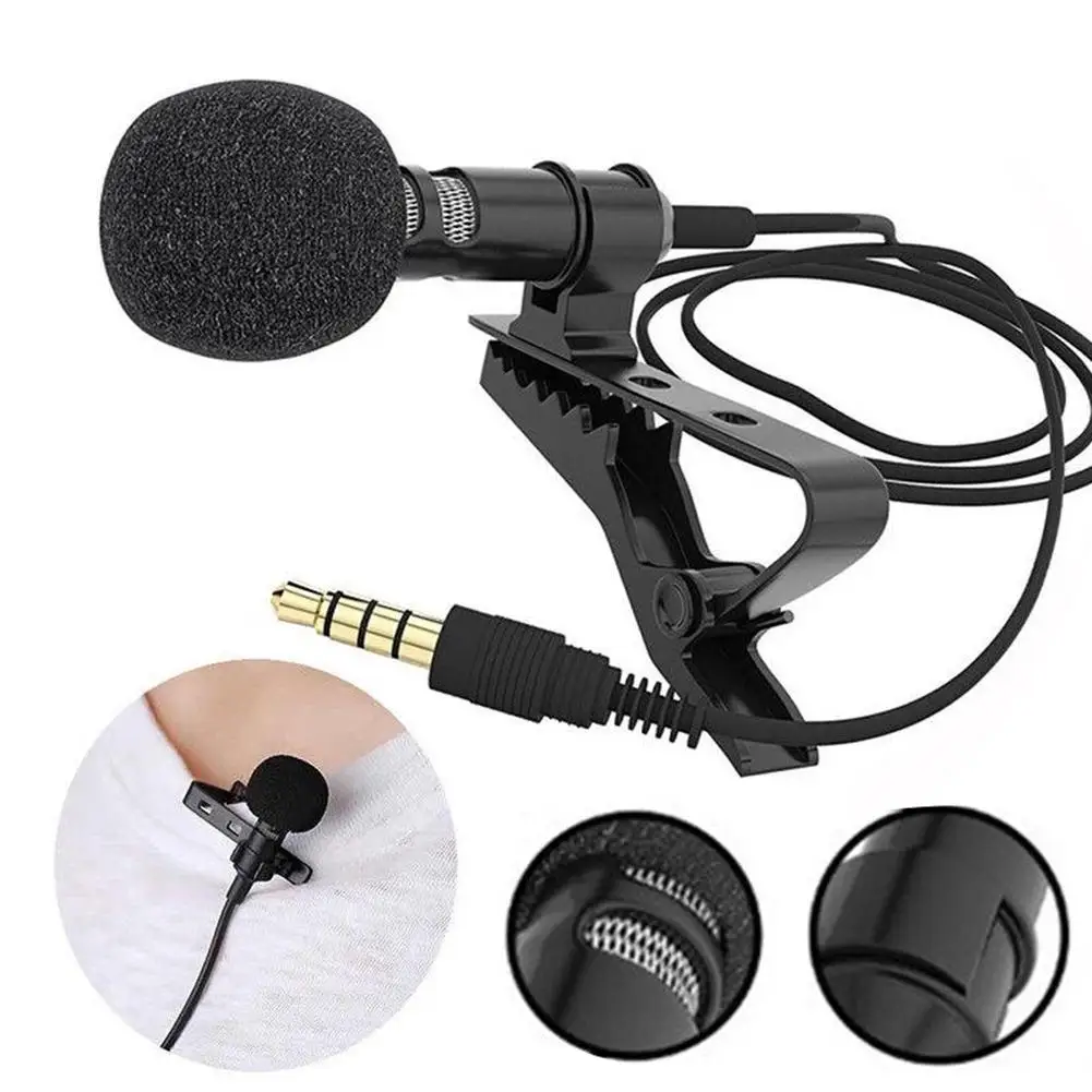 

Portable External 3.5mm Hands-Free Wired Lapel Clip Microphone for Loudspeaker phone computer accessory