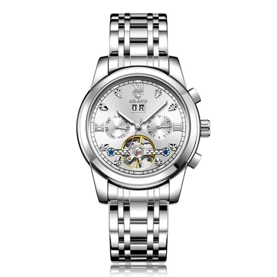AILANG часы мужские люксовый бренд из нержавеющей стали Tourbillon несколько функций водонепроницаемые механические мужские часы - Цвет: Steel 06
