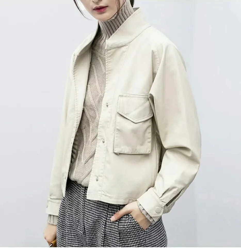 ZWTY Autumn New Asymmetrical Batwing sleeves Loose Women Faux PU Soft leather jacket Oversized Short Black biker coat streetwear