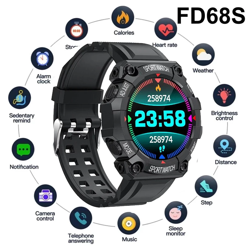 

FD68S Smart Watch For Men Sports Waterproof Fitness Track Blood Pressure Monitor Bluetooth-compatible Smart Watch For Xiaomi New