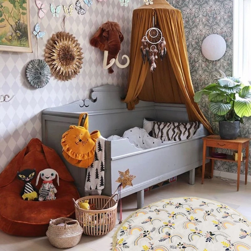 

Baby Play Mat Crawling Carpet Rainbow Printing Kids Room Floor Rug Round Game Pad Playmat Children Bedroom Nursery Home