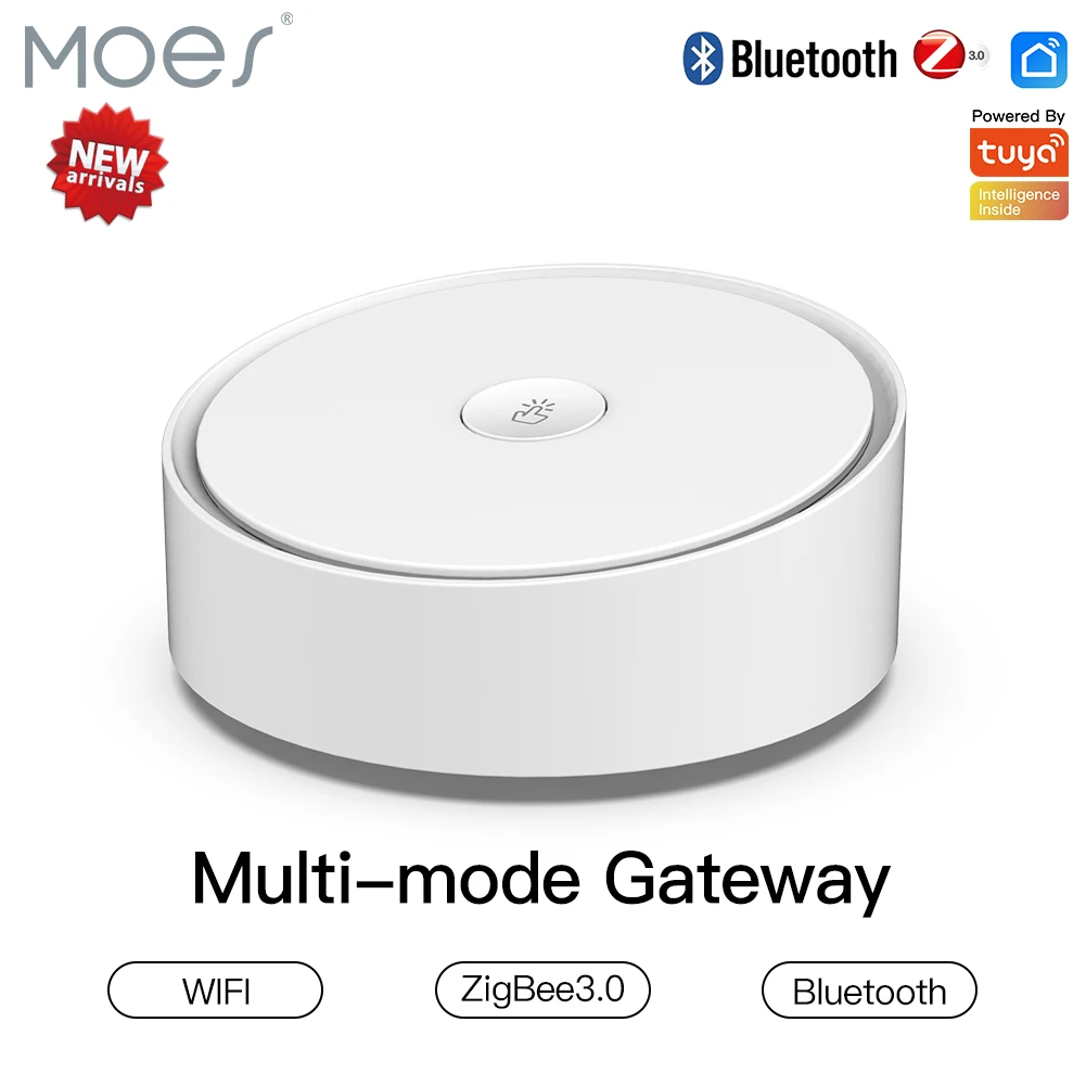 

Moes Smart Multi-mode Gateway ZigBee 3.0 WiFi Bluetooth Mesh Hub Work with Tuya Smart App Voice Control via Alexa Google Home