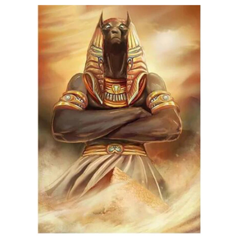 Анубис и пирамиды-старинная египетская алмазная живопись полная квадратная