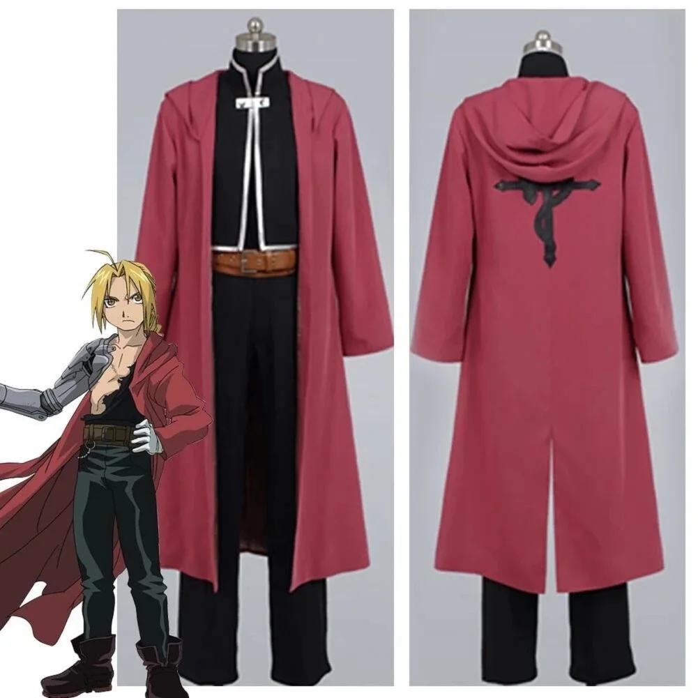 

Fullmetal Alchemist Edward Elric Cosplay Costume Adult Men Outfit Uniform Red Trench Coat Halloween Carnival Cosplay Costumes