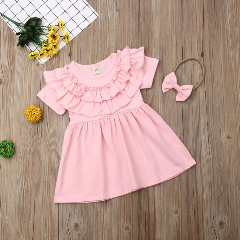 2019 новая одежда для младенцев pudcoco вечерние платья розового цвета с повязкой на