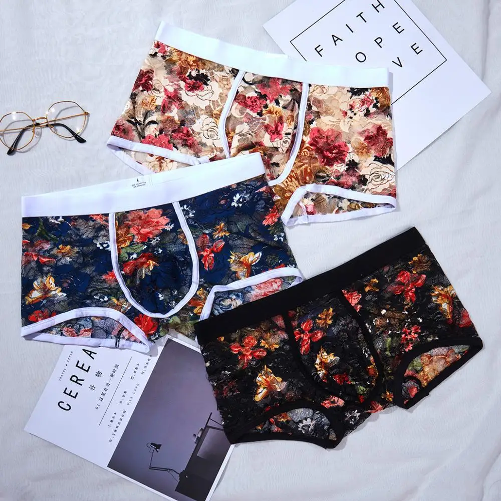 3 шт./упак. кружевное нижнее белье сексуальные мужские трусы боксеры для геев