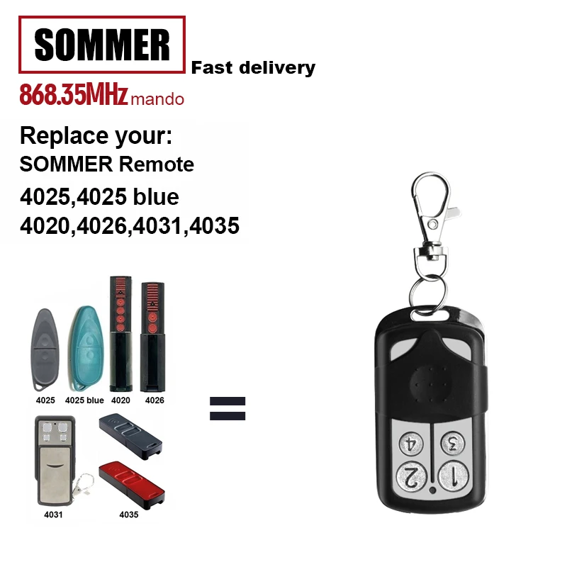 

SOMMER Remote Garage Door For 4020 TX03-868-4 4026 TX03-868-4 Garage Door Opener Sommer 868 mhz remote control