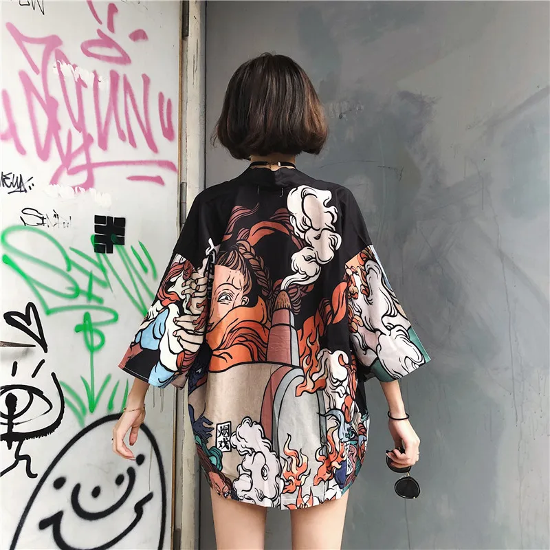 

Womens Tops And Blouses Shirt Japanese Streetwear Outfit Kimono Cardigan