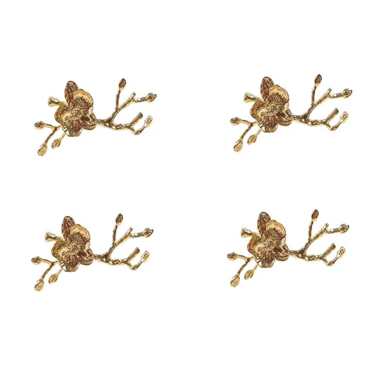 

4Pcs High-Grade Gold Plum Napkin Ring, Hotel Ornaments in Continental
