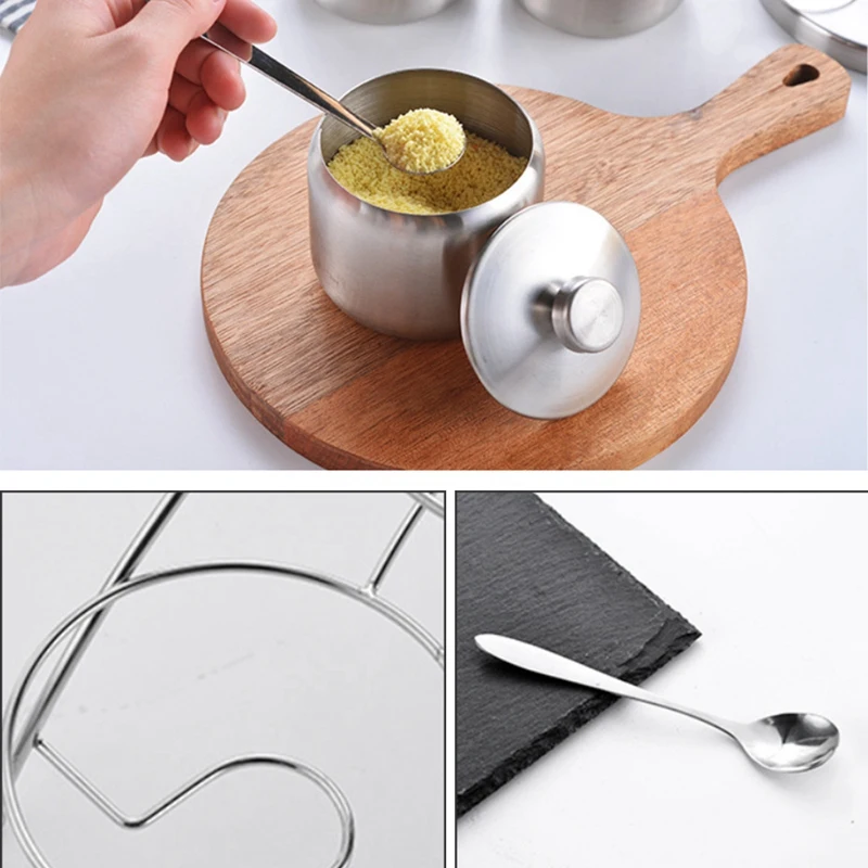 1 Набор мостовой кастрюли для приправ из нержавеющей стали банка соли сахара