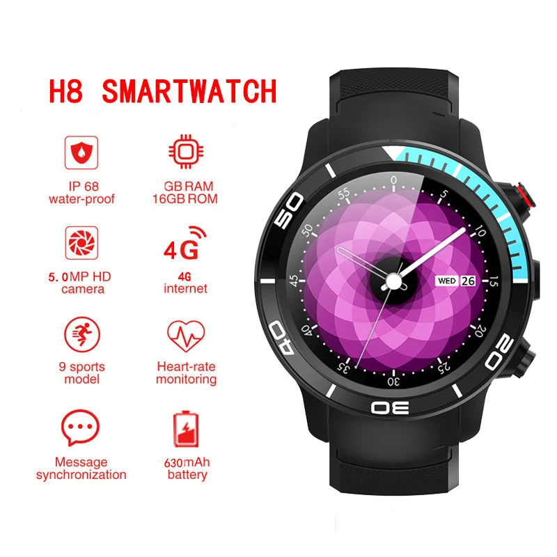Смарт-часы H8 для телефона на Android, Смарт-часы для мужчин, gps карты, аккумулятор 630 мАч, Ip68, Водонепроницаемый MP3-плеер для IOS и Android