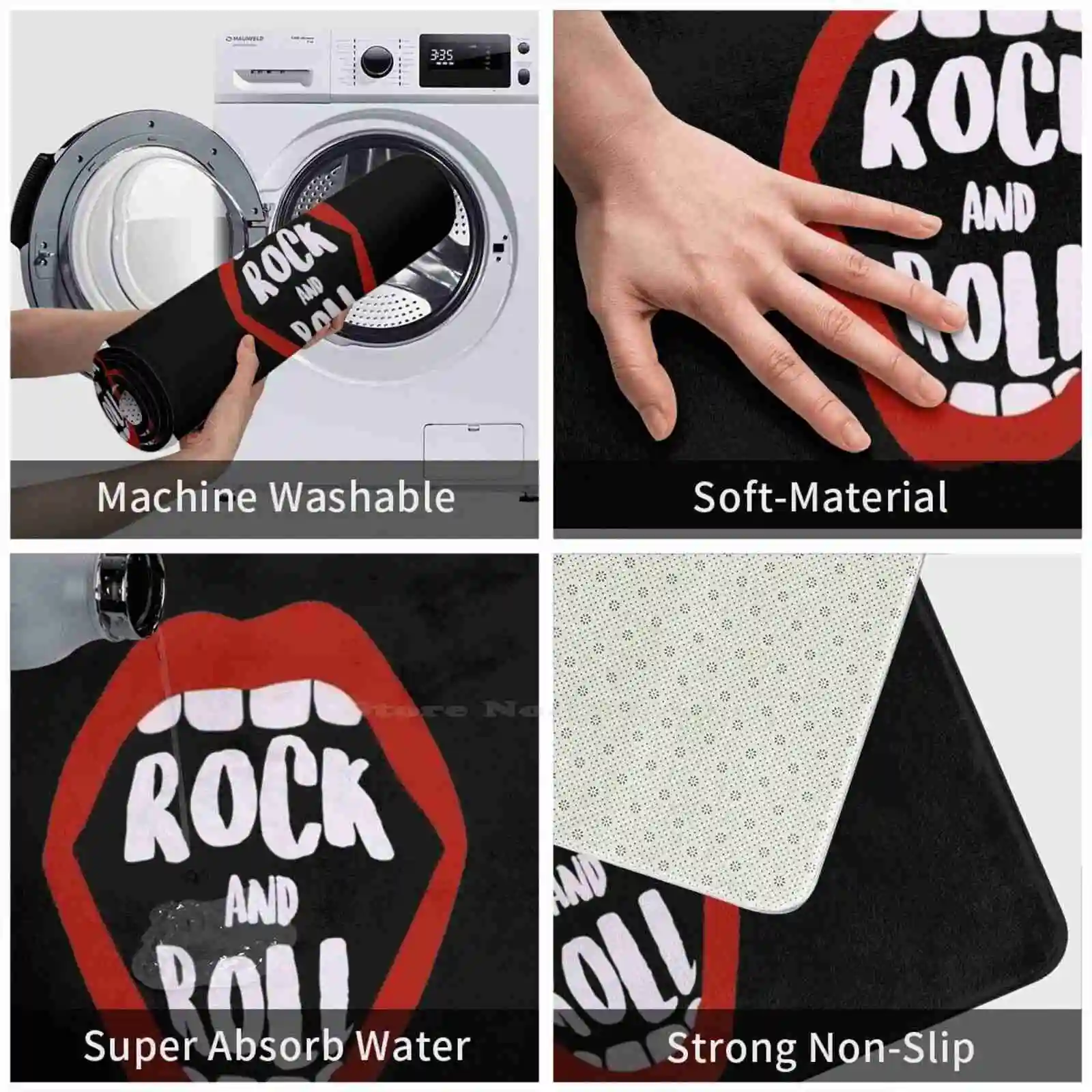 Черный мягкий домашний Противоскользящий коврик с открытым камнем ковер темный