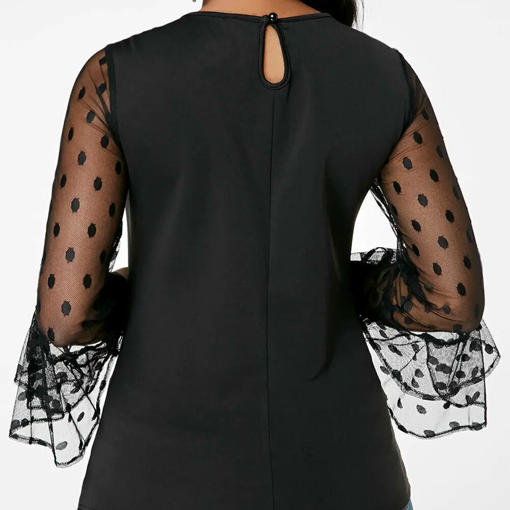 Женская шифоновая рубашка с бантом элегантная прозрачная блузка длинным рукавом