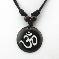 om hindu buddhist hinduism yoga india yak bone carving pendant necklace amulet lucky gift tribal fashion jewelry