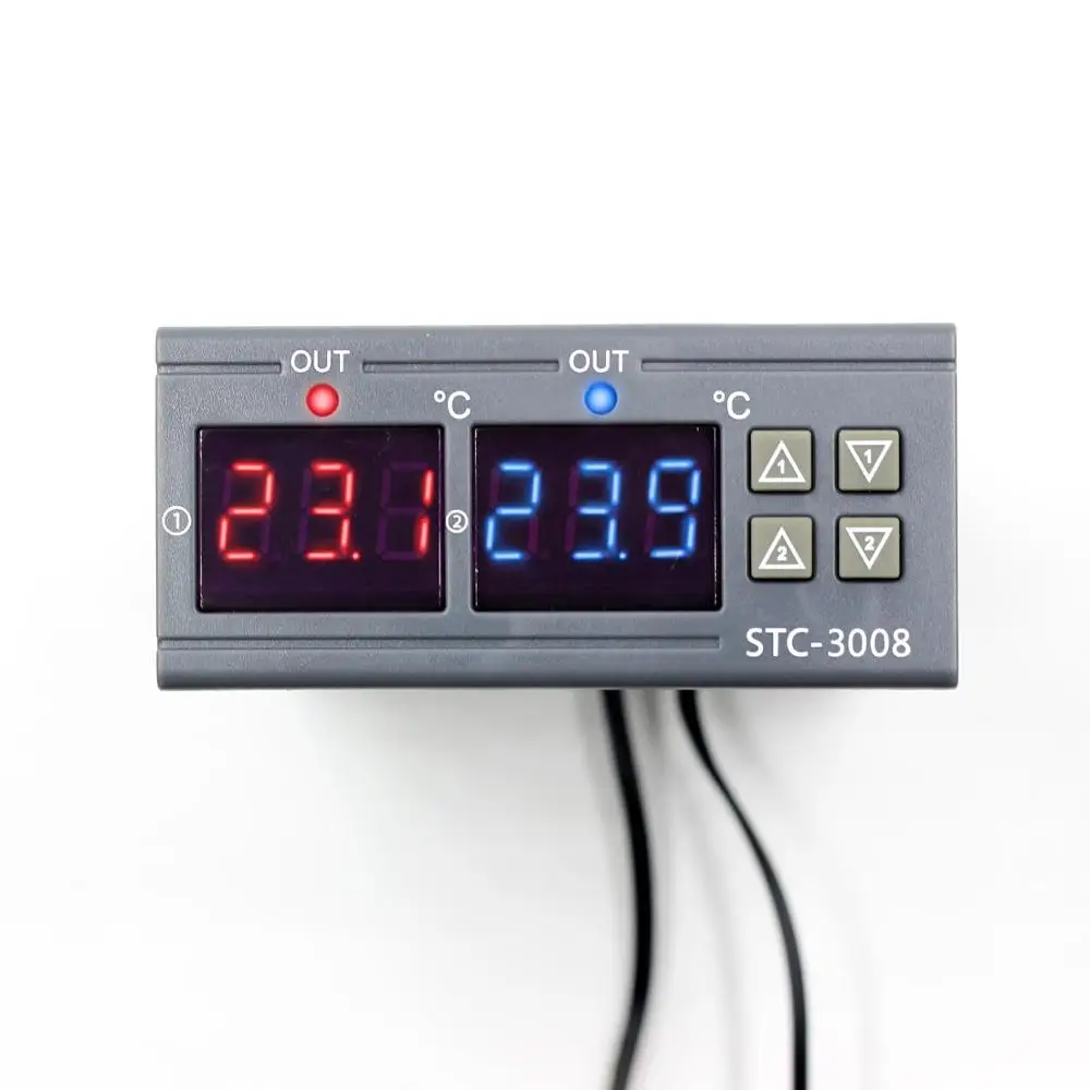 STC-3008 Dual Digital Temperature Controller Two Relay Output Thermostat Thermoregulator 10A Heating Cooling 12V 24V 220V | Электронные