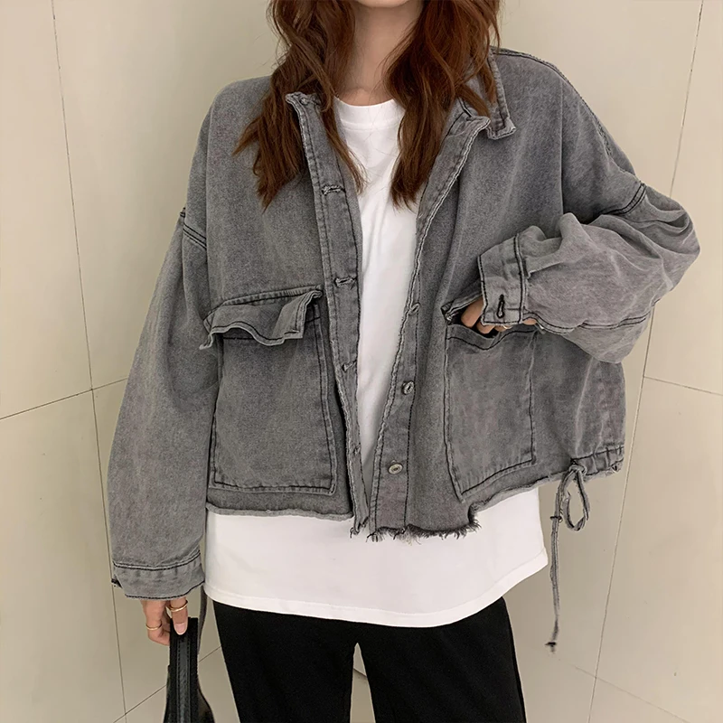 

Alien Kitty Retro Feminine Women Denim Jacket 2021 New Elegant Casual Street Single Breasted Autumn Coat Short Jackets