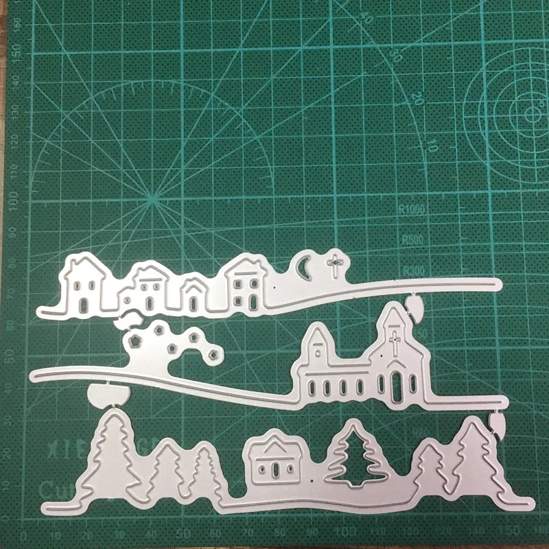 

Chrisrmas Tree House Border Metal Cutting Dies 2020 For DIY Scrapbooking dies Embossing die cuts Album Paper Cards Stencils dies