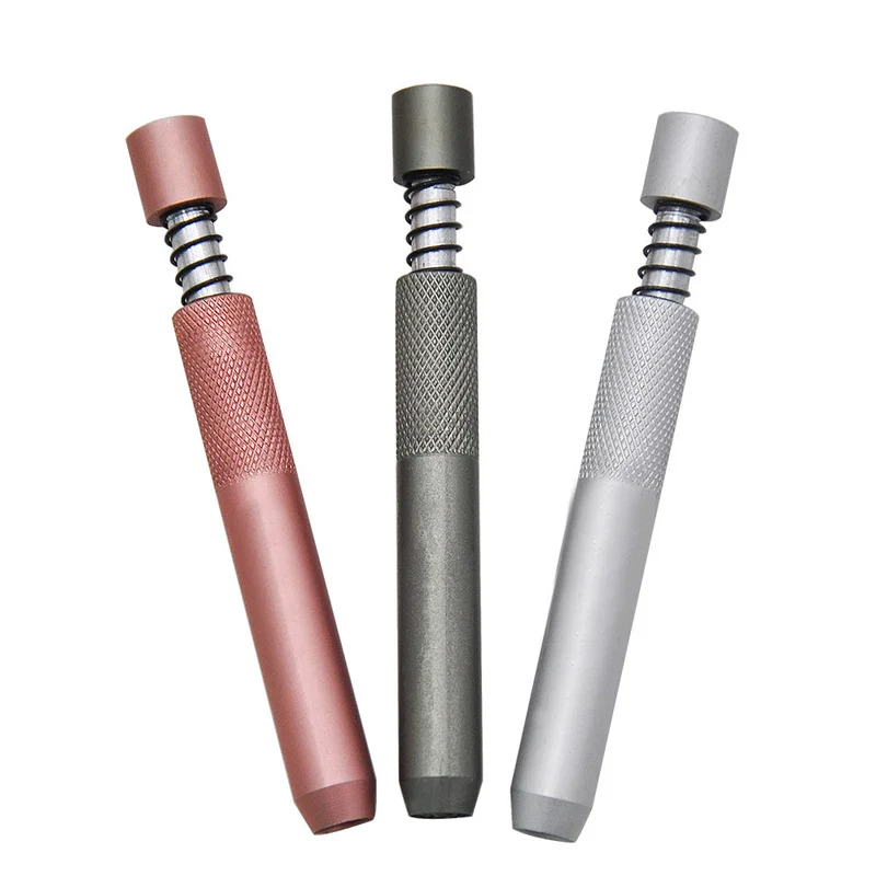 

1PCS Smoking Metal Pipe One Hitter 78MM Tobacco Pipe Dugout Bat Herb Pipe Portable Press Spring Smoke Rods Cigarette Accessories