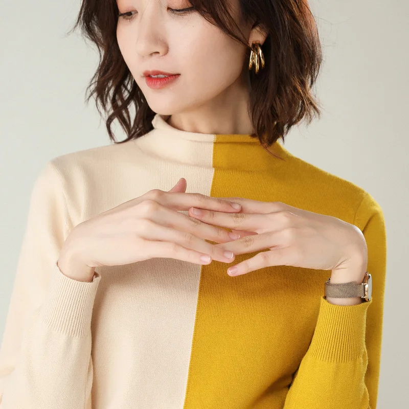 Модный зимний кашемировый свитер с высоким воротником женские осенние 2019