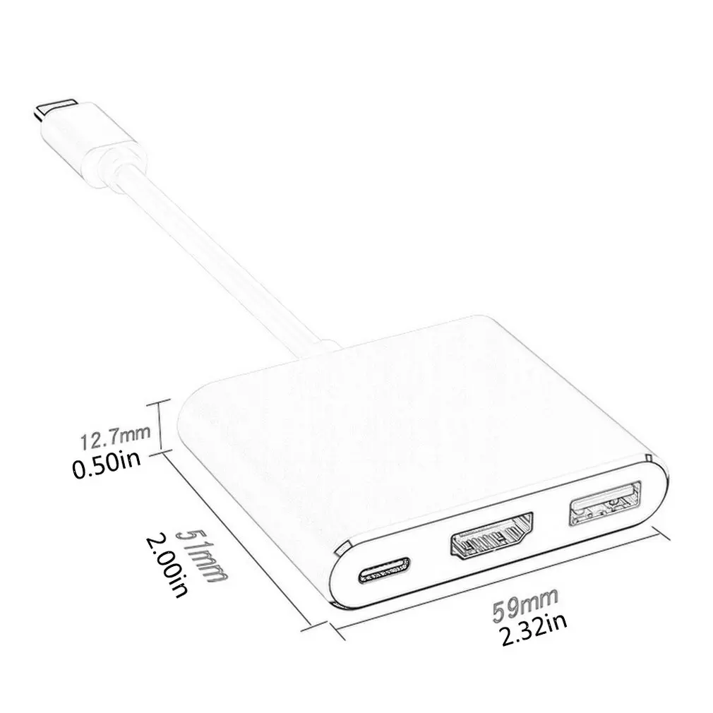 Адаптер преобразователь Usb c HDMI Type Hdmi 3 в 1 1080p 4k Uhd для Ноутбуки мобильные