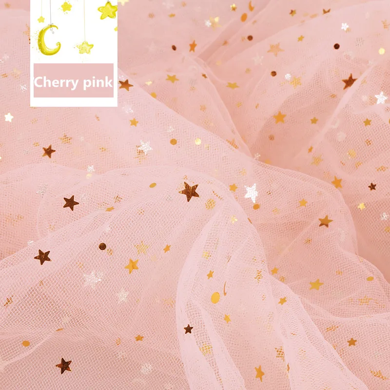 Cherry pink 1 метр звезды марлевые ткани материал Звездная вуаль фото розовый фон ткань кружева блестками марлевые сетчатые ткани - Цвет: Cherry pink