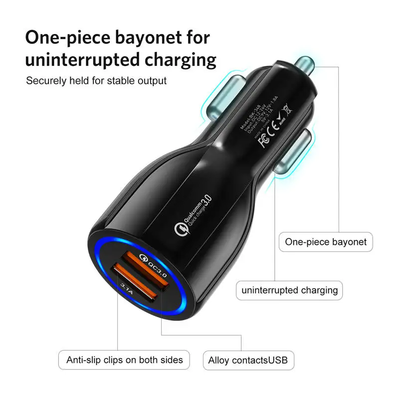 Автомобильное зарядное устройство GTWIN Quick Charge 3,0 USB для iPhone 11 Pro Max Xiaomi huawei P30 QC3.0 3.1A быстрое автомобильное зарядное устройство для телефона