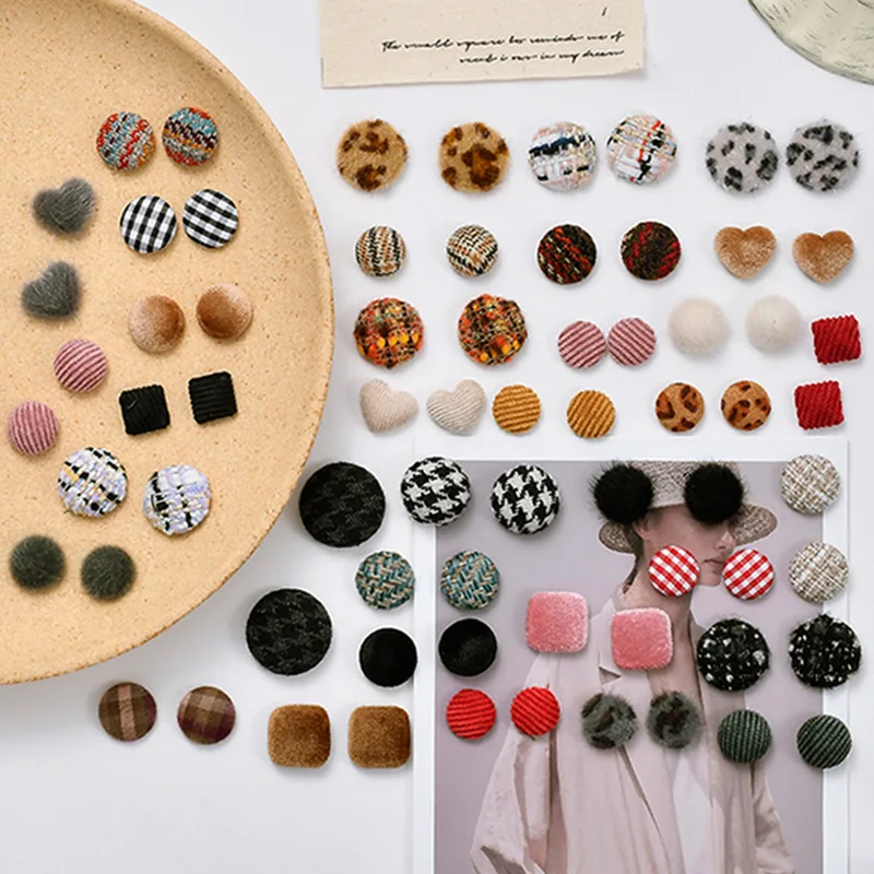 Серьги-гвоздики женские в стиле ретро плюшевые украшения с леопардовым принтом