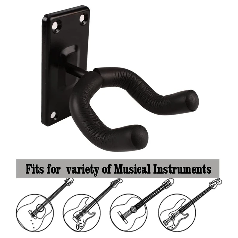 

3 Pcs Guitar Wall Mount Guitar Hook Acoustic Electric Guitar Hook Bass Ukulele Black Hook Metal Bracket Hook