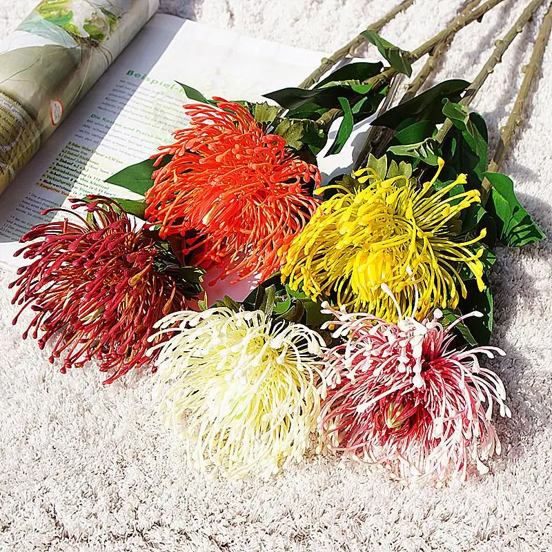Настоящее прикосновение Pincushion цветок искусственный king protea тропический