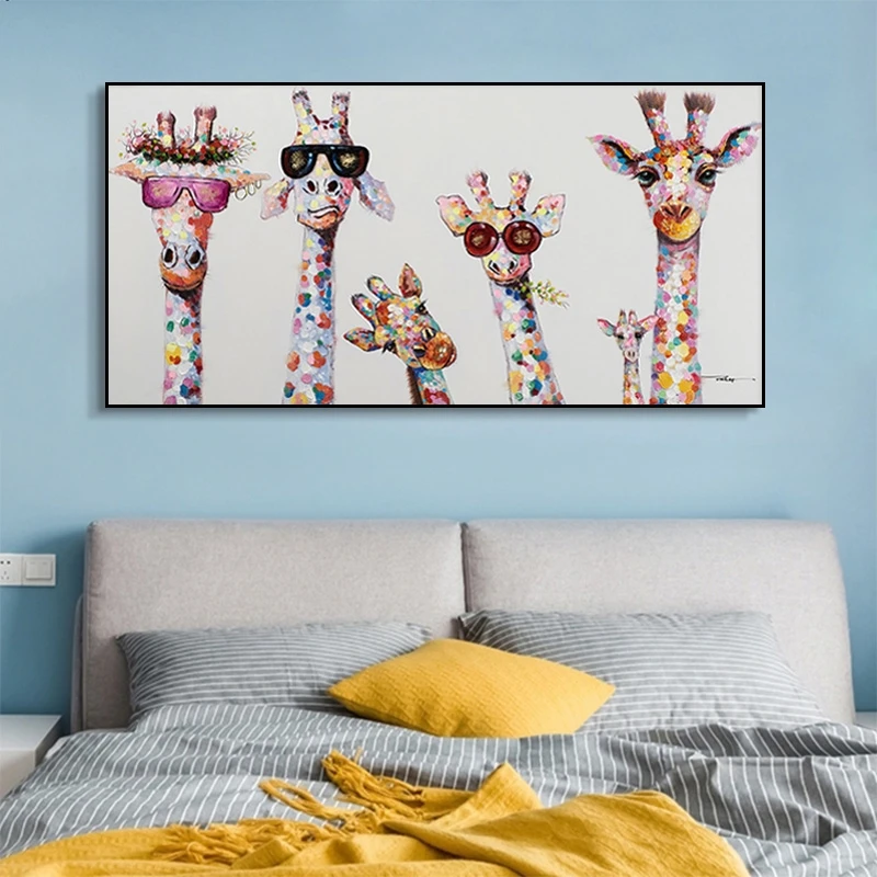 Абстрактный жираф семья граффити Искусство Холст фотообои животные уличное