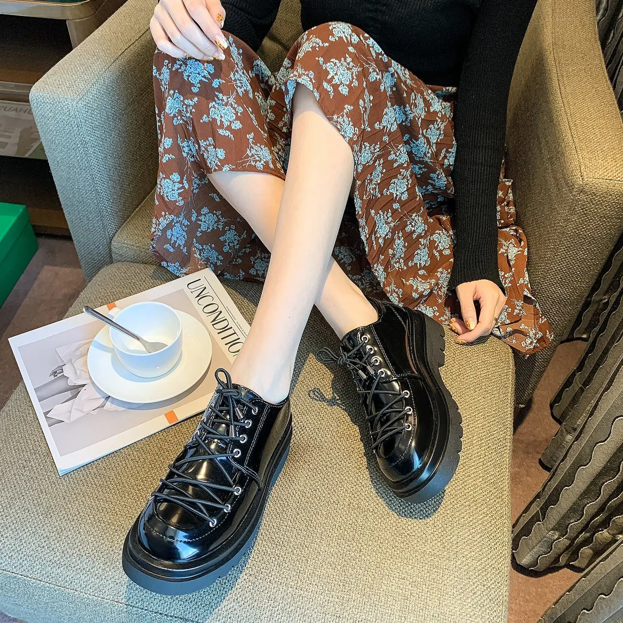 Женские туфли на плоской подошве повседневные оксфорды платформе модные женские