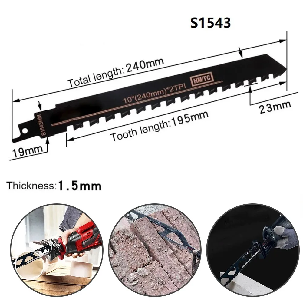 

1pcs Reciprocating Saw Blade Masonry S1543HM For Cutting Brick Stone Alloy Steel Mandrel Set Cutting Wood Power Dril
