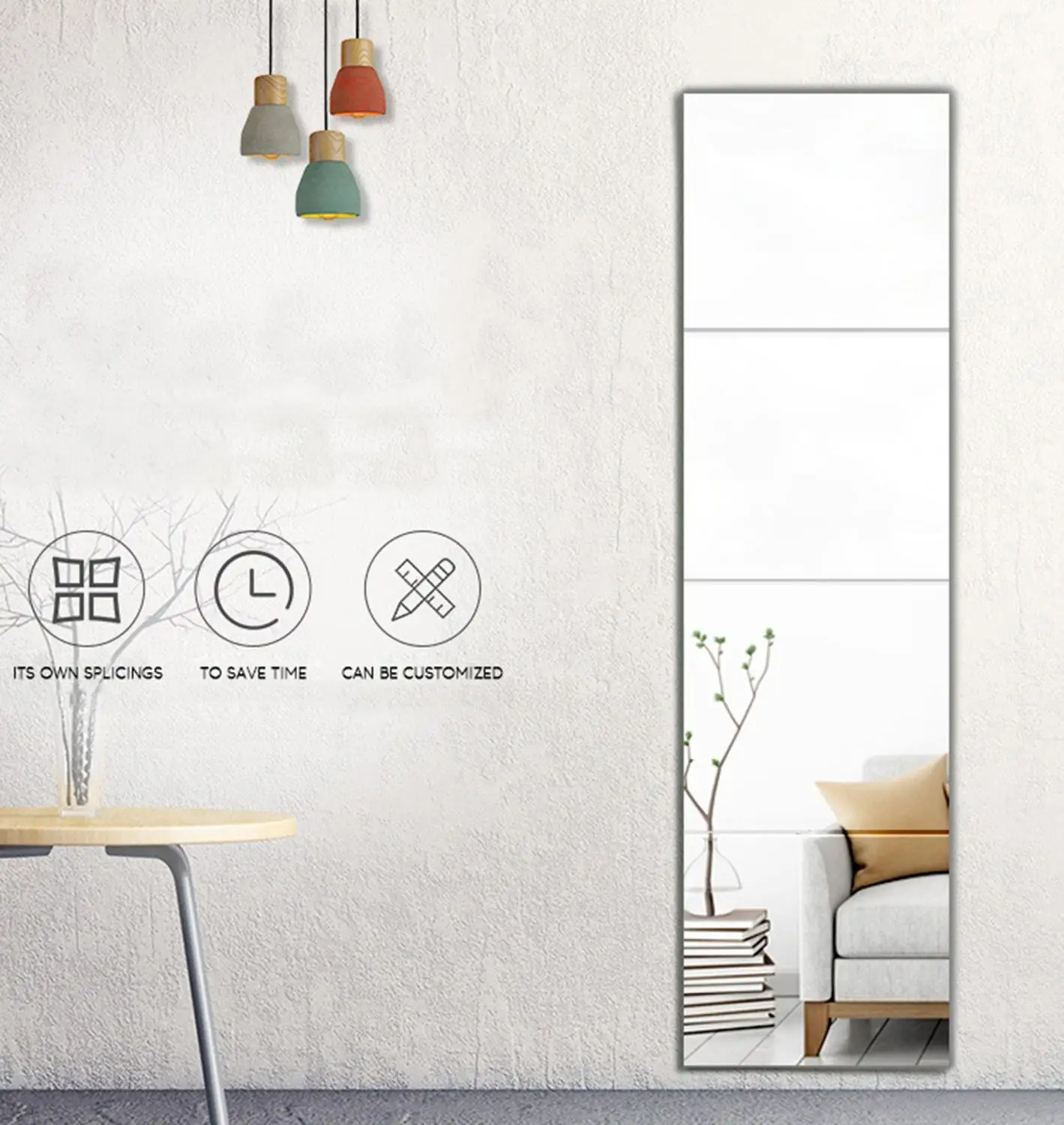 Модные 4 шт. 22*22 см прочные съемные зеркальные настенные наклейки Зеркало полной