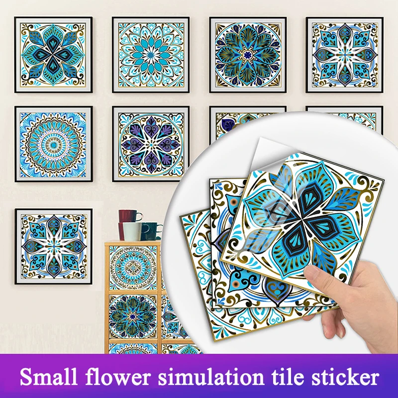 10pcs simulation tile stickers diy abstract flower stickers set home decoration kitchen and bathroom waterproof wall stickers free global shipping
