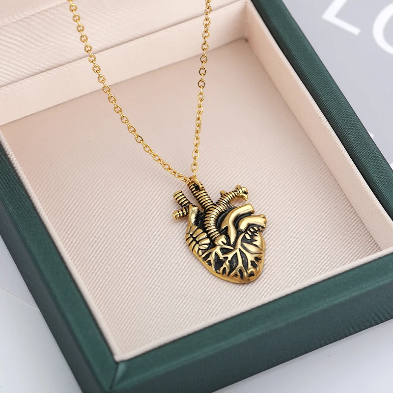 

RXSMll Vintage Fashion Heart Pendant Necklace For Women Men Retro Cross Chain Choker Jewelry Punk Goth Gothic Wiccan Accessories