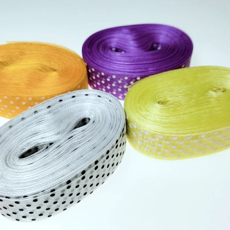 HL 20 ярдов 1 &quot8 цветов ленты из органзы Печать в горошек подарочная упаковка пояс