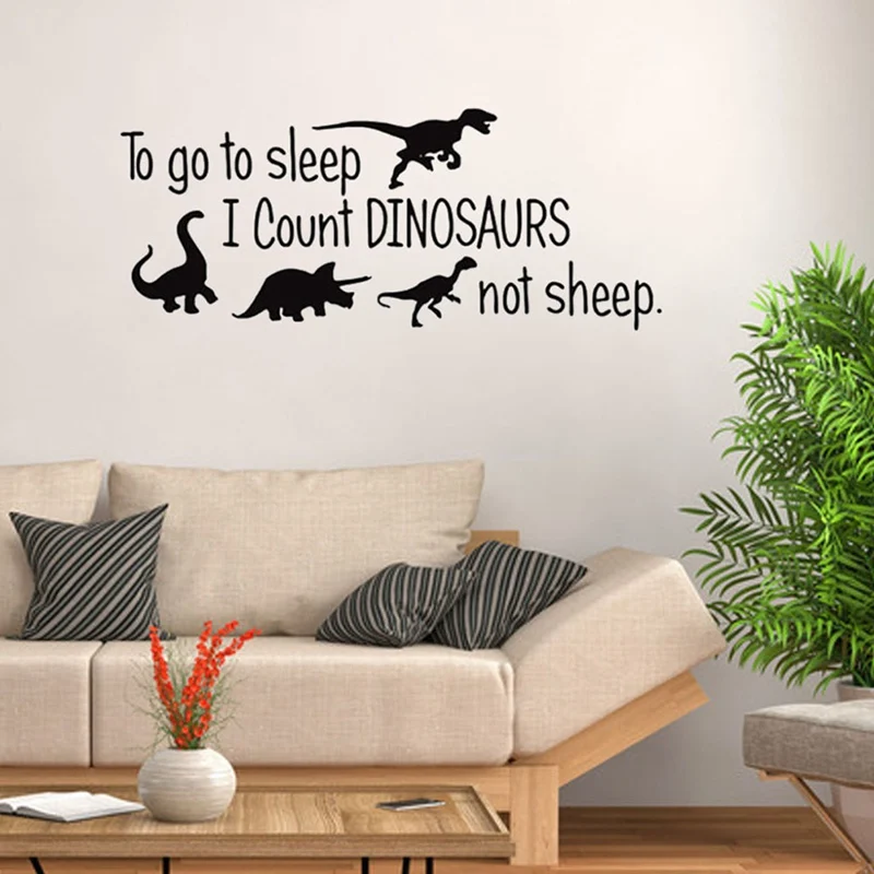 Виниловая наклейка на стену To Go Sleep I Count Dinosaur not sheep | Дом и сад