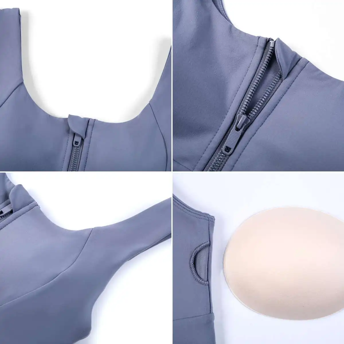Nepoagym MOTIVATION Front Zipper Closure High Impact Women Sport Bra Brushed Padded Push Up Cropped Workout Top Bra Gym Fitness