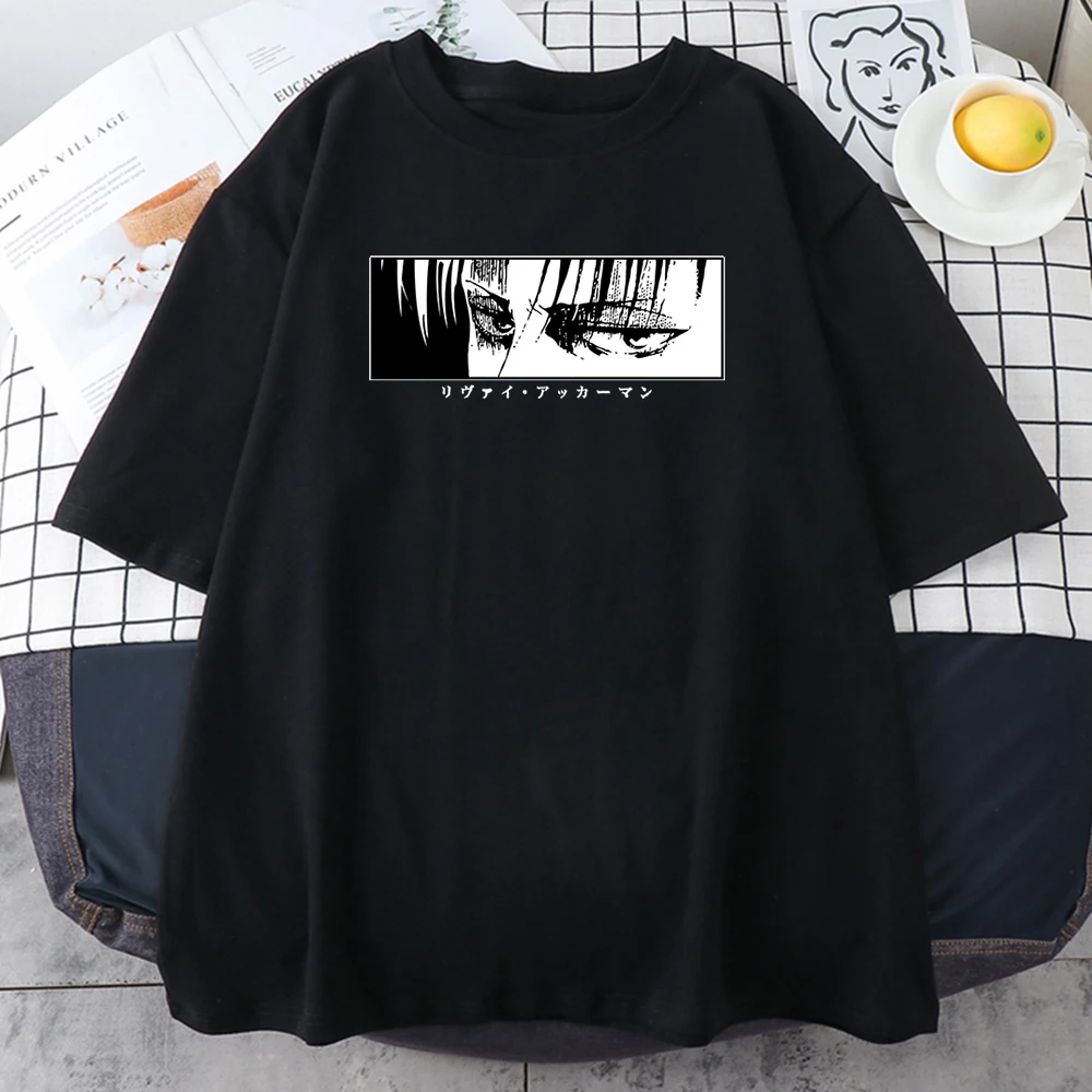 

Attack On Titan Comic Eyes White Women's T-Shirt Korean Style Casual T Shirts 2021 Summer Cool T Shirt Street Fashion Black Tee