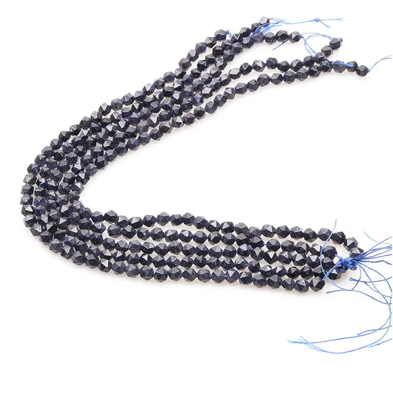 Оптовая продажа бусины из натурального камня с гранями голубой песчаник для