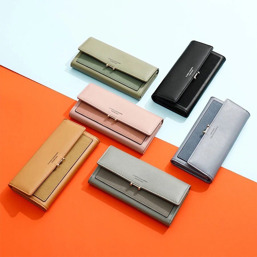 2019 New Fashion Wallet Women Long Section Splicing Frosted Large Capacity Clutch Women'S Designer Ladies Purse Wallets | Багаж и