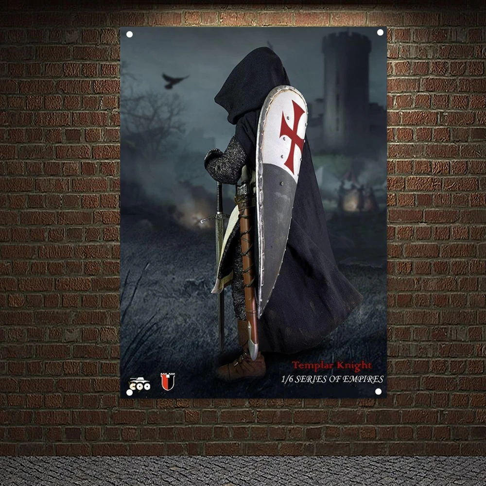 

Vintage Knights Templar Fantasy Art Posters Wall Decor Crusader Banner Flag Wall Sticker Canvas Painting Mural Home Decoration 2