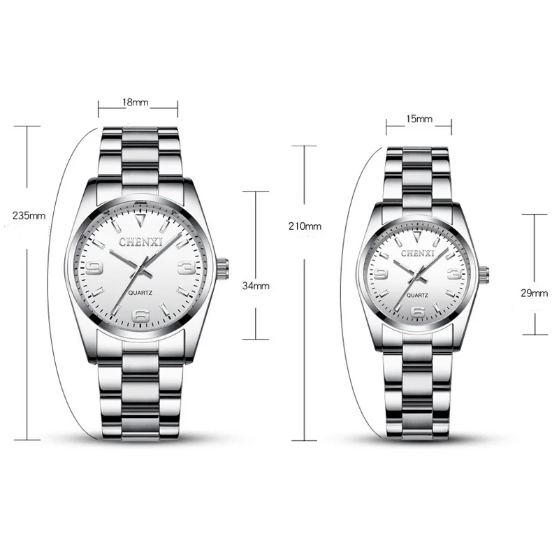 CHENXI модные часы для влюбленных классические ретро Серебристые белые пар женские